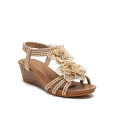 Flower Decor Wedge Sandals